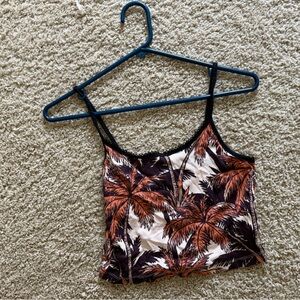 Topshop Floral Lace Trim Top